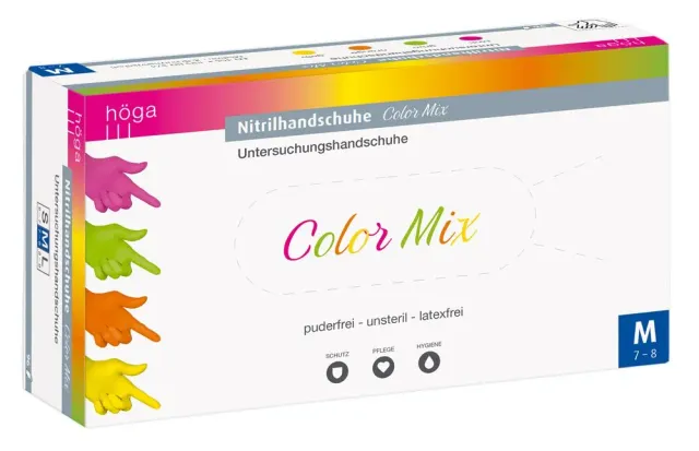 Höga Color Mix nitrilhandschoenen 96 stuks latexvrij